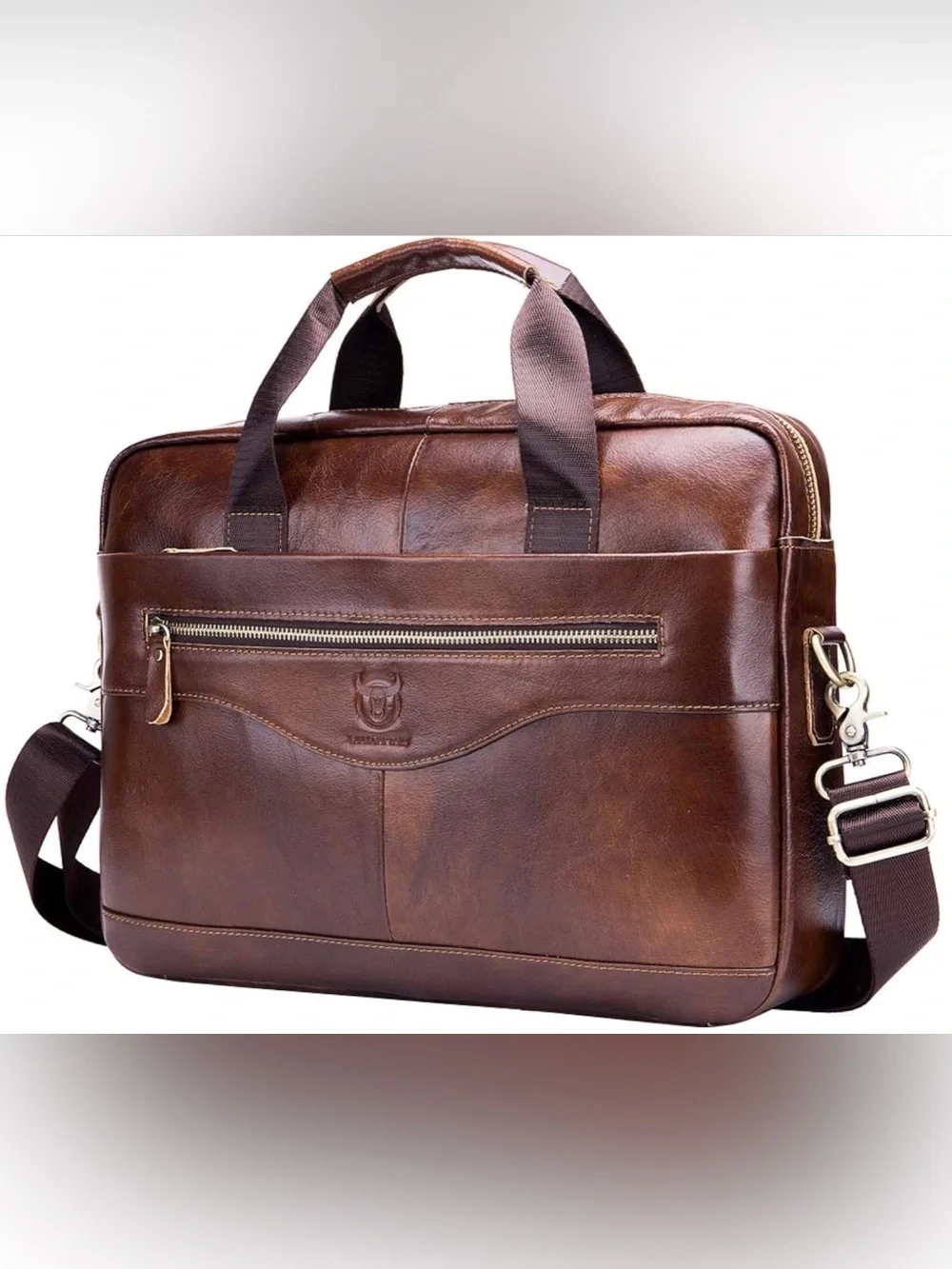 Bull Captain Genuine Leather Messenger Bag Brown Shoulder Crossbody Travel NWT